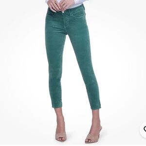 L'AGENCE Margot Velvet Crop Skinny FROSTY SPRUCE Jeans Size 27  A high rise